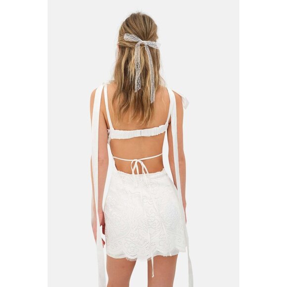 For Love & Lemons Zahra Mini Dress in White Medium New Womens Party - Picture 14 of 15